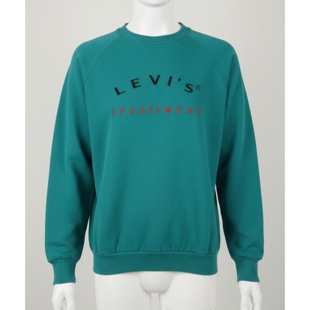 Vintage 90s Levi's Jeanswear Crewneck Sweatshirt XL Teal Green Fruit of the Loom